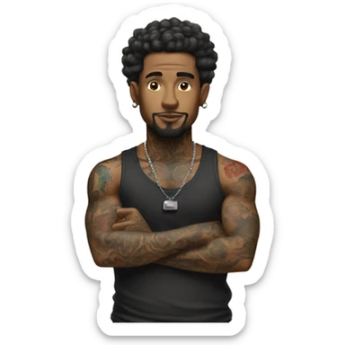 man with many tattoos that is vaping sticker