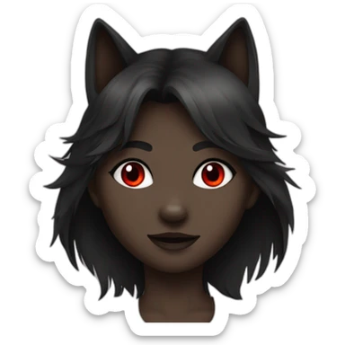 Black Wolf girl red eyes sticker