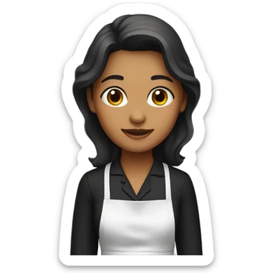 woman wearing black apron sticker