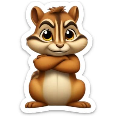 Grumpy chipmunk with arms crossed sticker