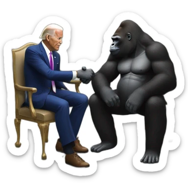 Stylish looking Gorilla meeting with Joe Biden sticker