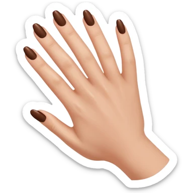 brown nails on a hand with 5 finger, but a pretty and feminine hand, fingers should not be spread apart sticker