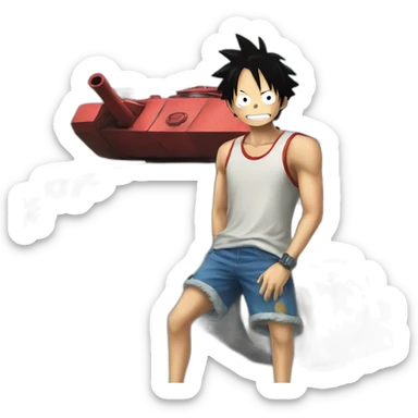 Luffy with a tank sticker
