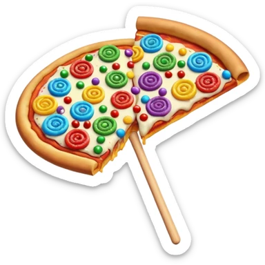 pizza with rainbow sprinkles and lollipops as toppings sticker