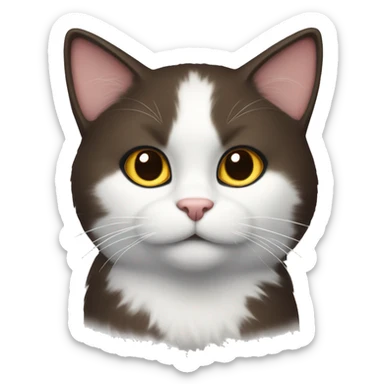 CAT with dark Brown fur and white fur at the neck with a white point at the nose sticker