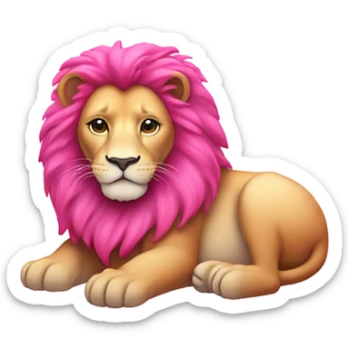 Fully Pink ombre lion lying down with glitter sticker
