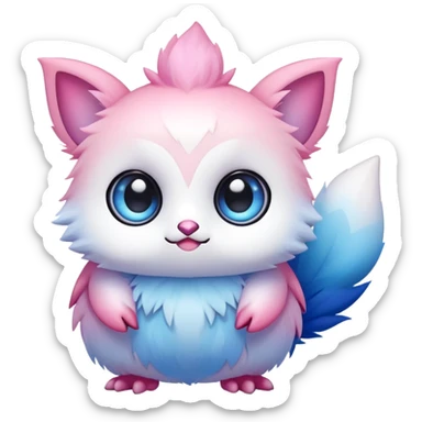 Cute cool kawaii pink-white-blue-gradient fakemon-creature sticker