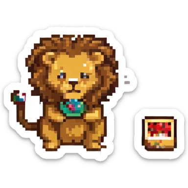 lion eating chocolate sticker