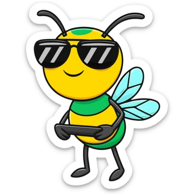 green bee wearing sunglasses sticker