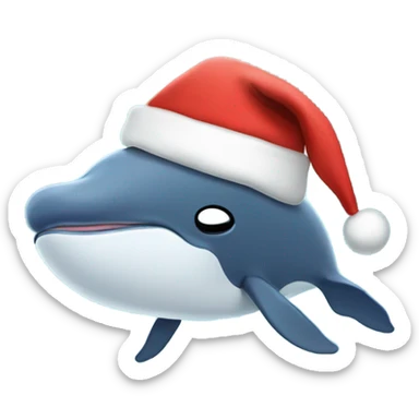Whale waking up from sleep with Christmas hat sticker