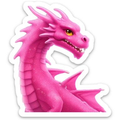 Hot pink glitter dragon breathing light pink fire  sticker