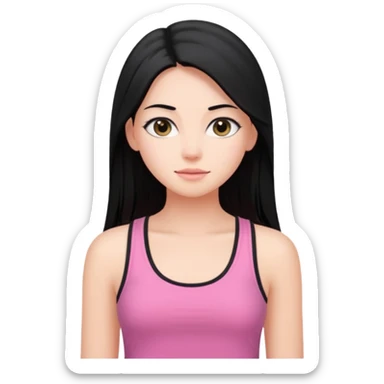 a pretty bratz fair girl with long straight black color hair and pink tank top on sticker