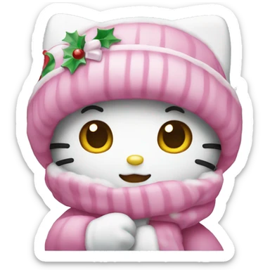 Pink Christmas hello kitty sticker