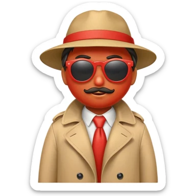 Tomato in a trenchcoat and hat and sunglasses sticker