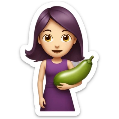 fille avec aubergine sticker