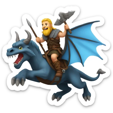 Viking on a flying dragon sticker