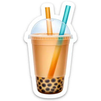 Colorful Bubble Tea Cup Straw white back ground sticker