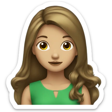 Girl with long hair brown and dress green sticker
