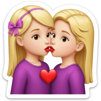 two little gals kissing on the lips sticker