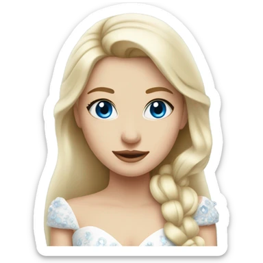 Beautiful blond girl with blue eyes and Hearted wedding dress sticker