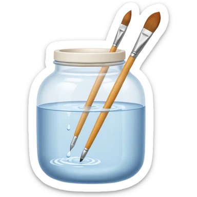 Water jar for brushes sticker