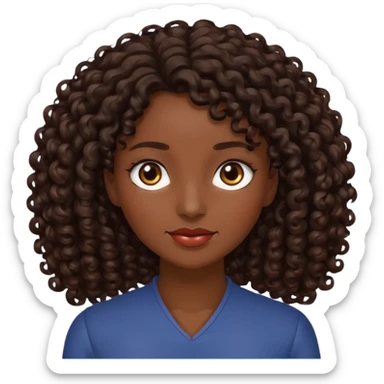 mujer pelo rizado pero no tanto,  largo color marron oscuro, ojos marrones oscuros sticker