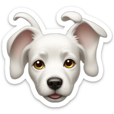 white dog with one ear upright another ear floppy, pointing down sticker