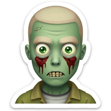 Zombie with buzz cut sticker