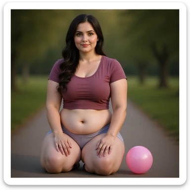 realistic woman with moderately swollen legs, balloon near legs for comparison, natural colors, neutral atmosphere sticker
