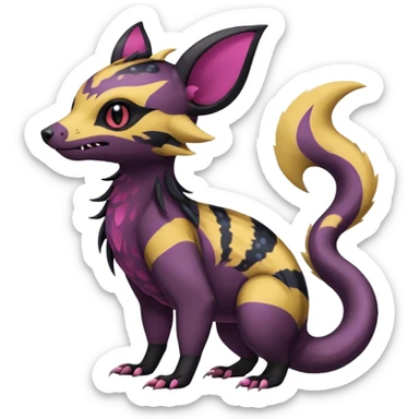 Rare epic aesthetic colorful Salandit-Noibat-Eevee-Civet-species-Fakemon-hybrid-creature, with markings, full body sticker