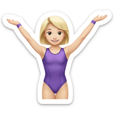 smiling blonde gymnast girl with a leotard sticker
