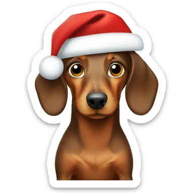 Brown Dachshund under Christmas tree sticker