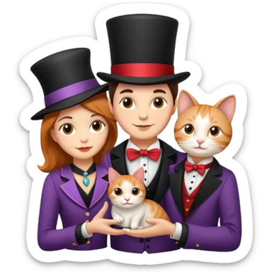 Icon Contour  Magician Couple and Their Pet Cat  sticker