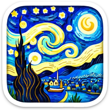 Starry night as painted by van gogh sticker