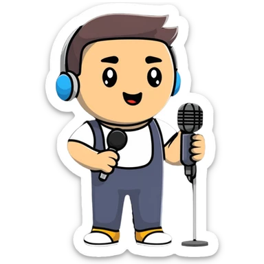 Man holding a microphone, performer sticker