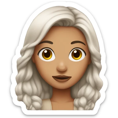 Girl cozy with long lashes and brown hair sticker