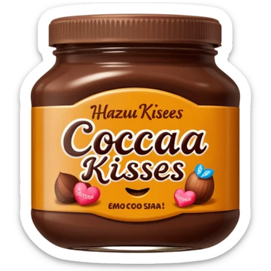 Jar of hazelnut chocolate spread and make the label say cocoa kisses  sticker
