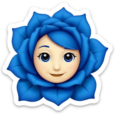 blue rose with eyes and smile no face sticker