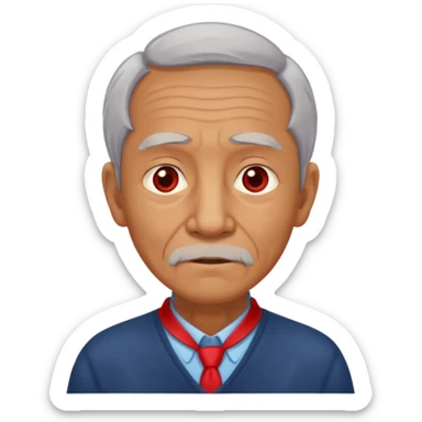 old man with red necklaced sticker