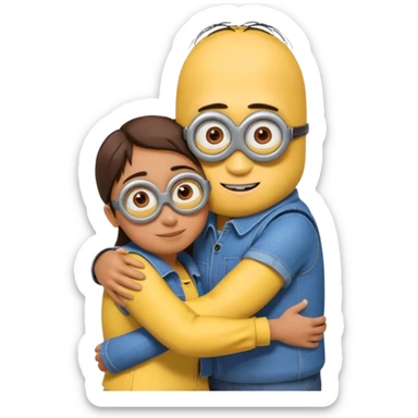Huging a friend for minions sticker