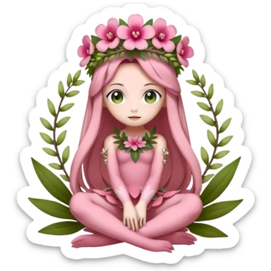 Cute Romantic Realistic  Floral Meloetta-Digimon-Pokémon-Fakémon-hybrid-fusion, full body sticker