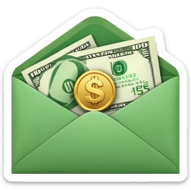 money in an envelope sticker