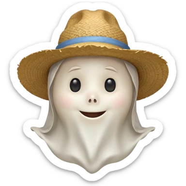 friendly ghost farmer portrait, head and shoulders only, straw hat, soft pale glow, gentle smile, cute cracked texture (not scary), cozy village vibe, warm lighting, 3D cartoon, mobile game icon style, clean background, no text, no watermark
 
 sticker