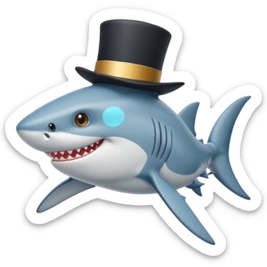 cartoon shark with a fancy top hat sticker