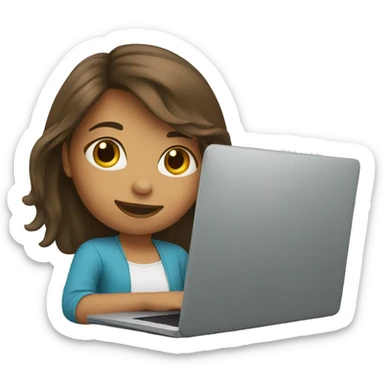 A girl with a laptop sticker