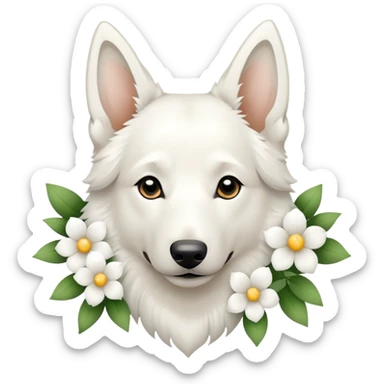 White Shepherd flower  sticker