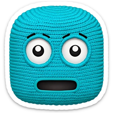 novelo de crochê na cor ciano sem rosto sticker