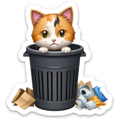 Kitty in a trash can sticker