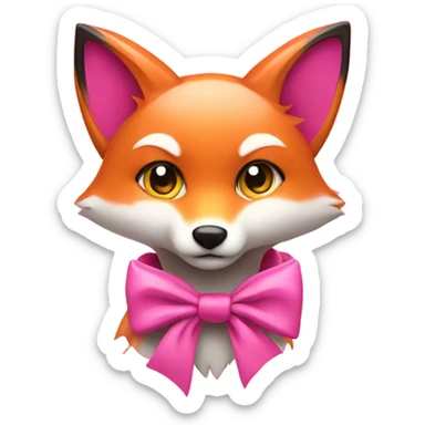 Pink fox with a bow  sticker