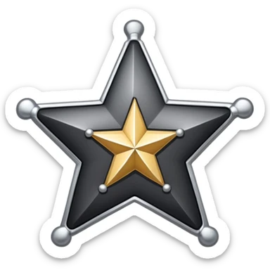 BLK letters in western sheriff style with silver outline and star badge sticker